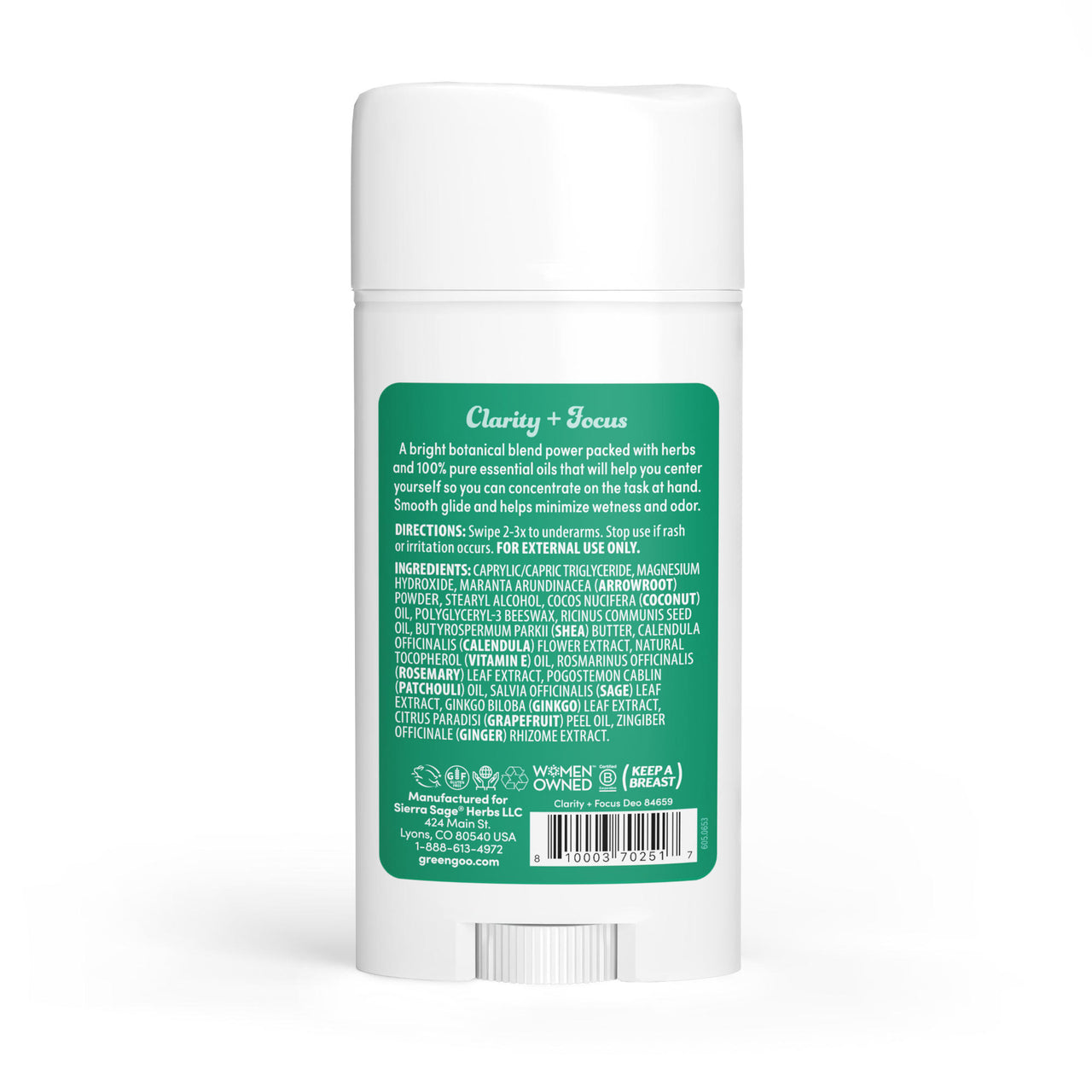 Clarity + Focus Herbal Deodorant