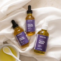 Thumbnail for Green Goo's Sierra Sage Sleep Secrets Gift Set includes an oil-based facial wash and two facial serums--repairing and hydrating.